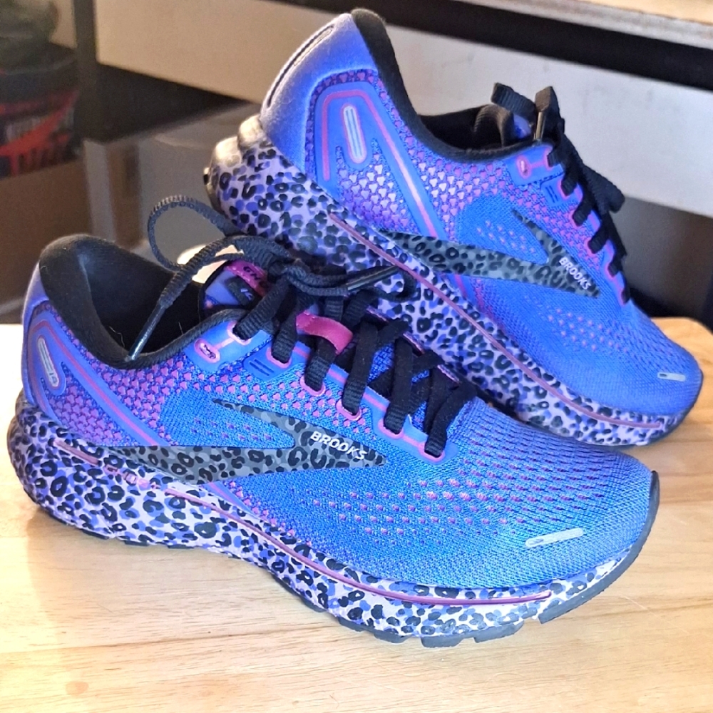 Brooks Blue and Purple Leopard-Print Women's Running Shoes